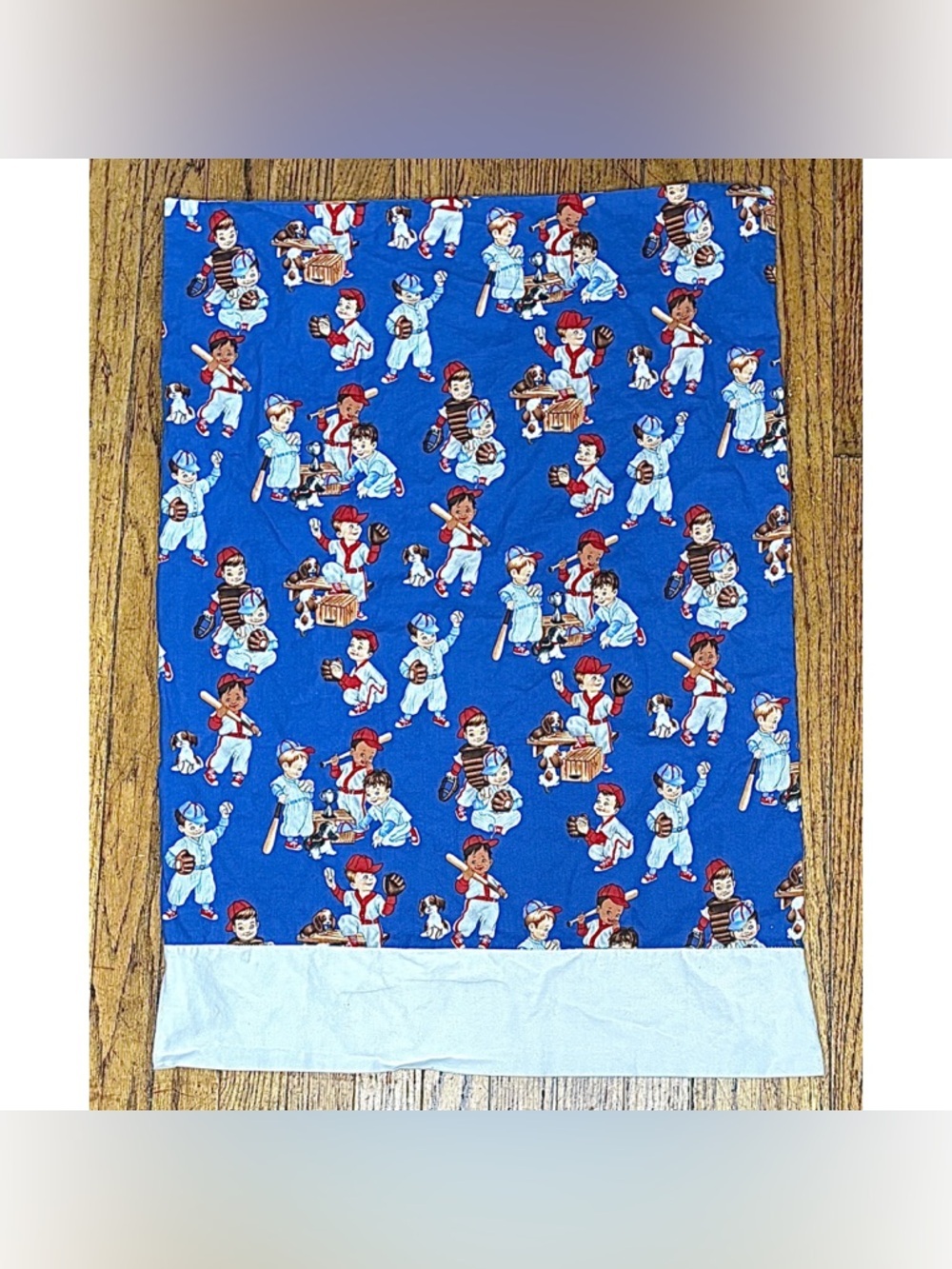 Vintage Handmade Little League Baseball Pillowcase Cutter Fabric Sports Cute Fun - Picture 1 of 4